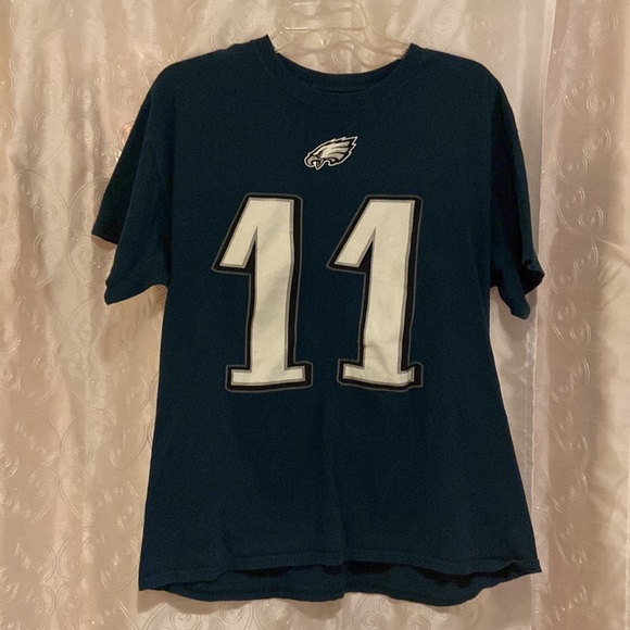 Majestic Philadelphia Eagles Carson Wentz Jersey T-Shirt Mens Size Large 🔥 - Picture 3 of 5